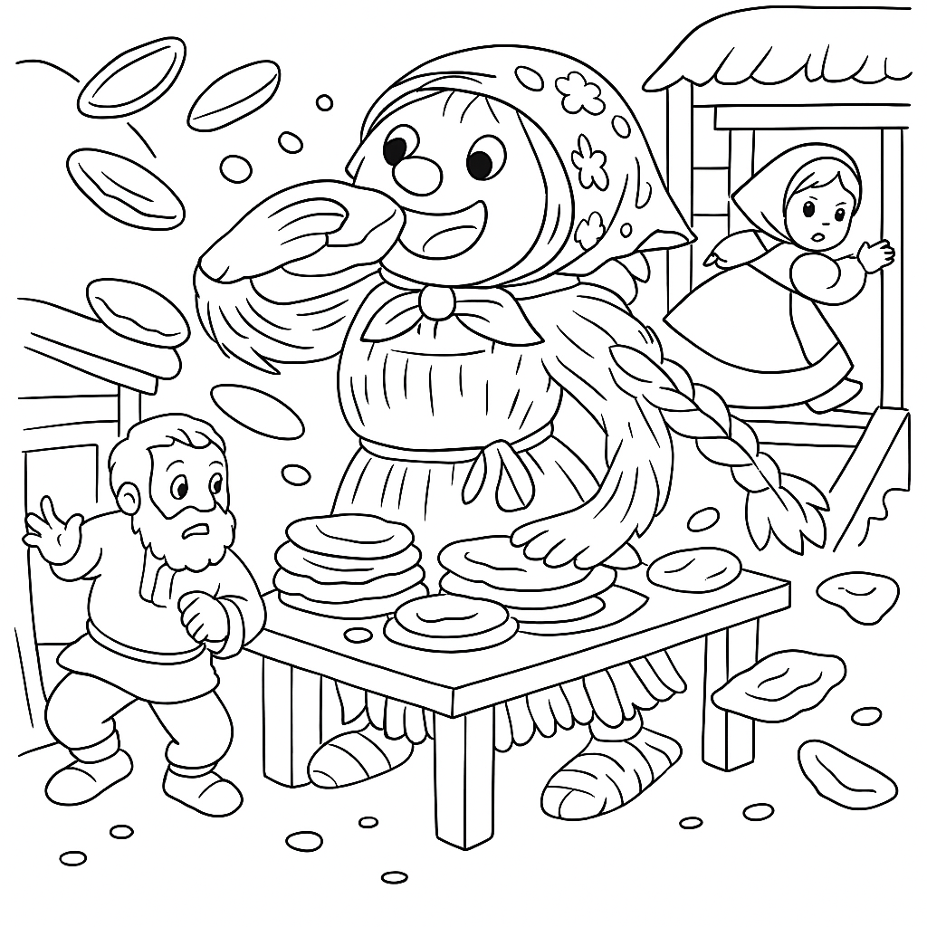 Раскраска по сказке "Соломенная масленица"