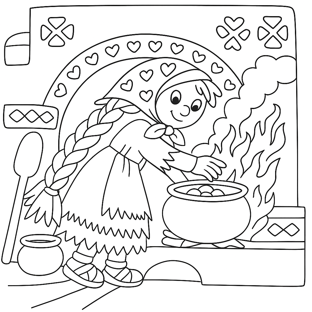 Раскраска по сказке "Соломенная масленица"