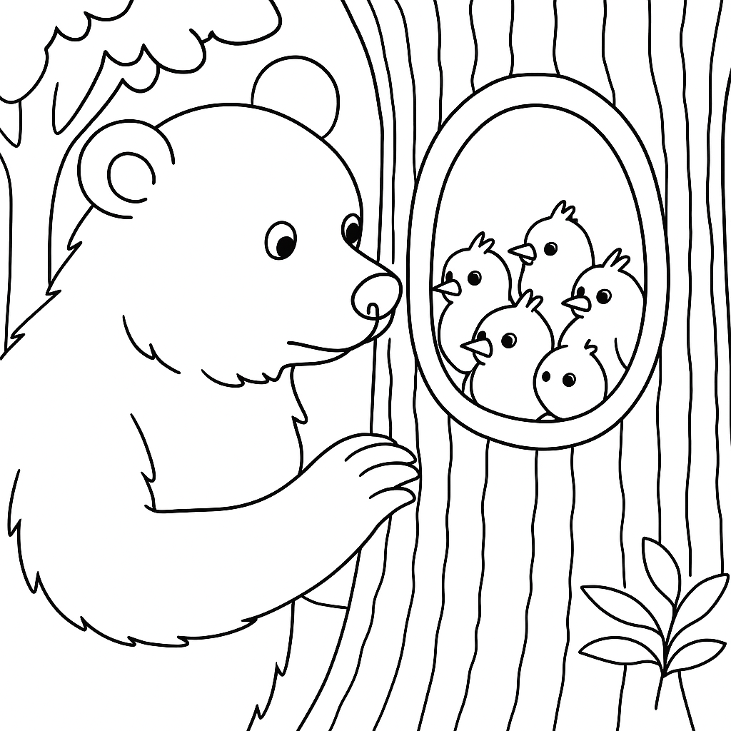 Раскраска по сказке "Королек и медведь"