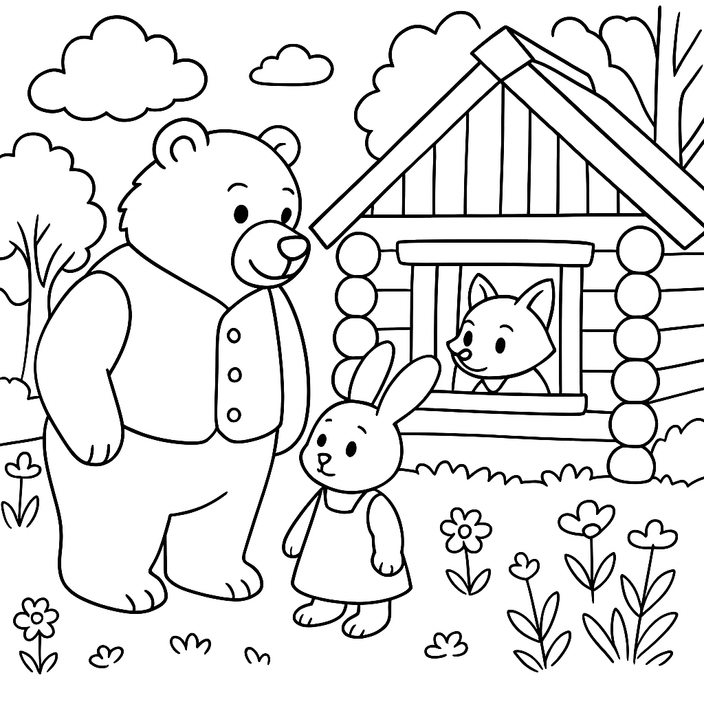 Раскраска по сказке "Лиса и заяц"