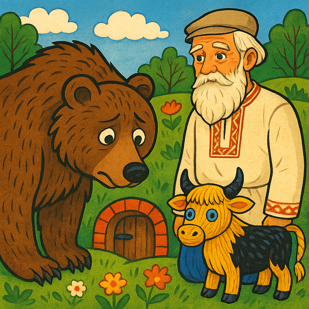 Медведь просит деда отпустить его из погреба