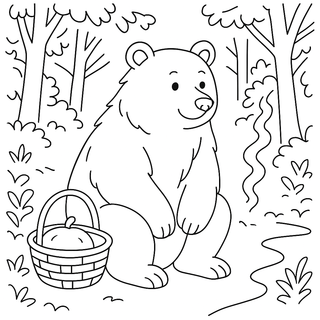 Раскраска по сказке "Машенька и Медведь"