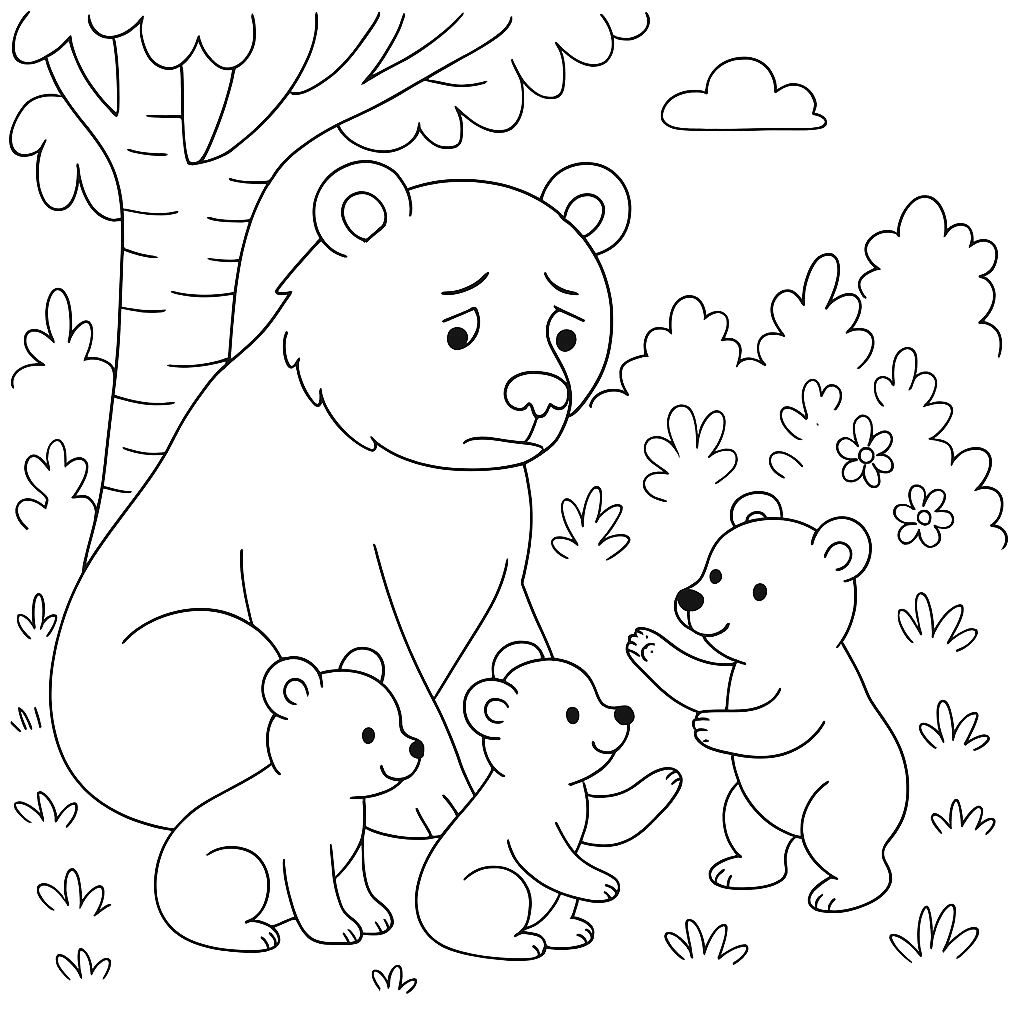Раскраска по сказке "Сказка о медведихе"