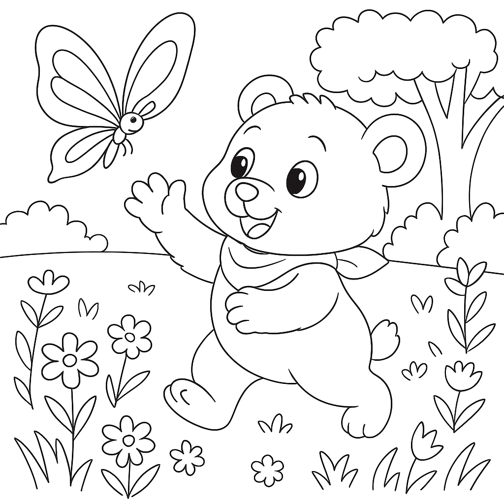 Раскраска по сказке "Медвежонок Кузя и верные друзья"