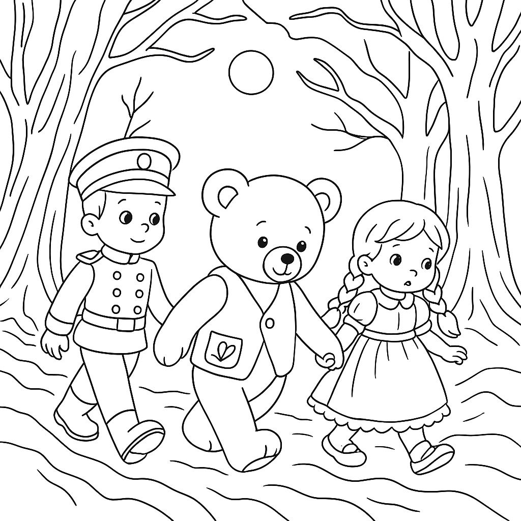 Раскраска по сказке "Праздник для медвежонка Миши"