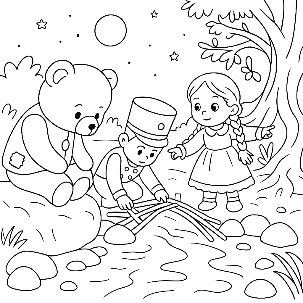 Раскраска по сказке "Праздник для медвежонка Миши"