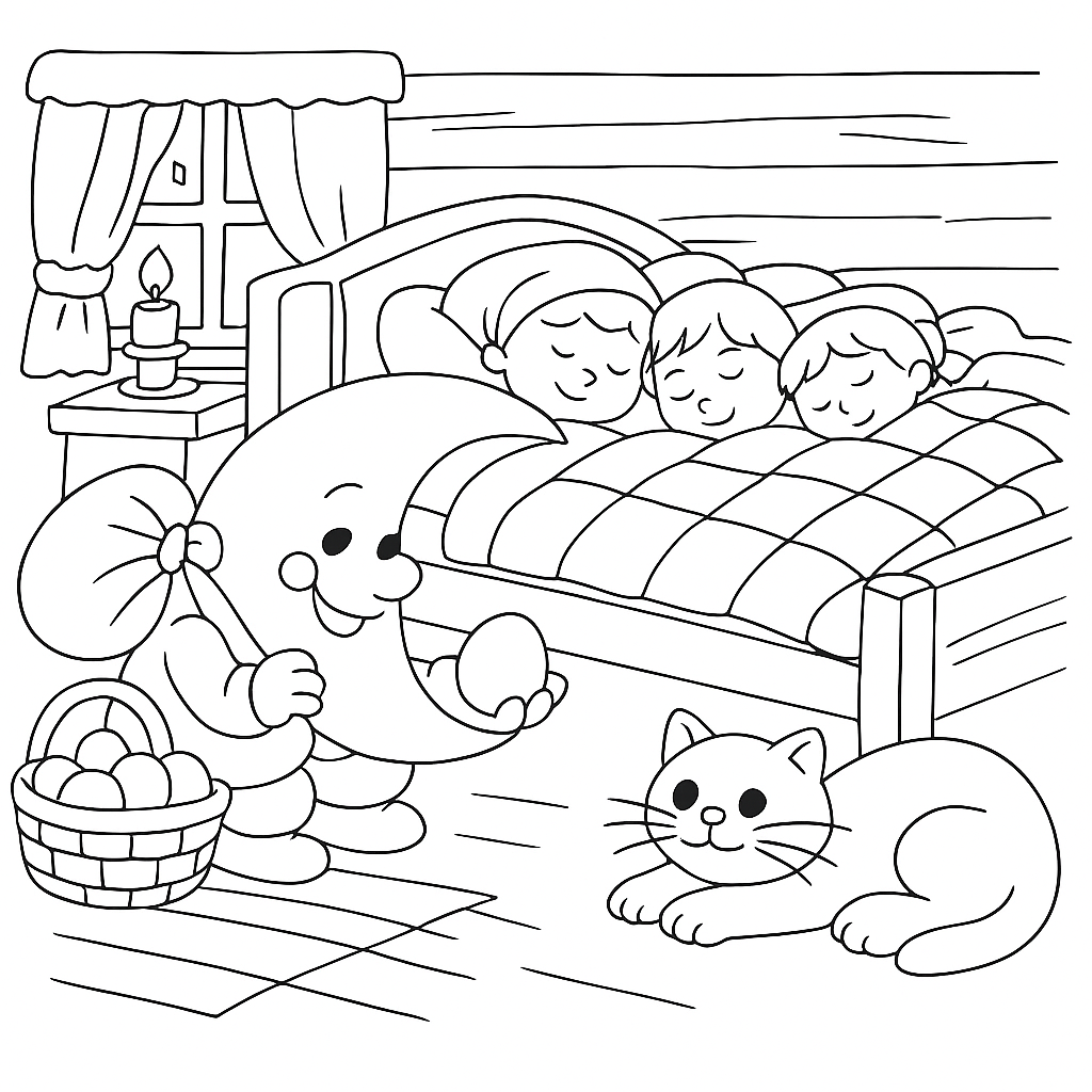 Раскраска по сказке "Месяц и куриное яйцо"