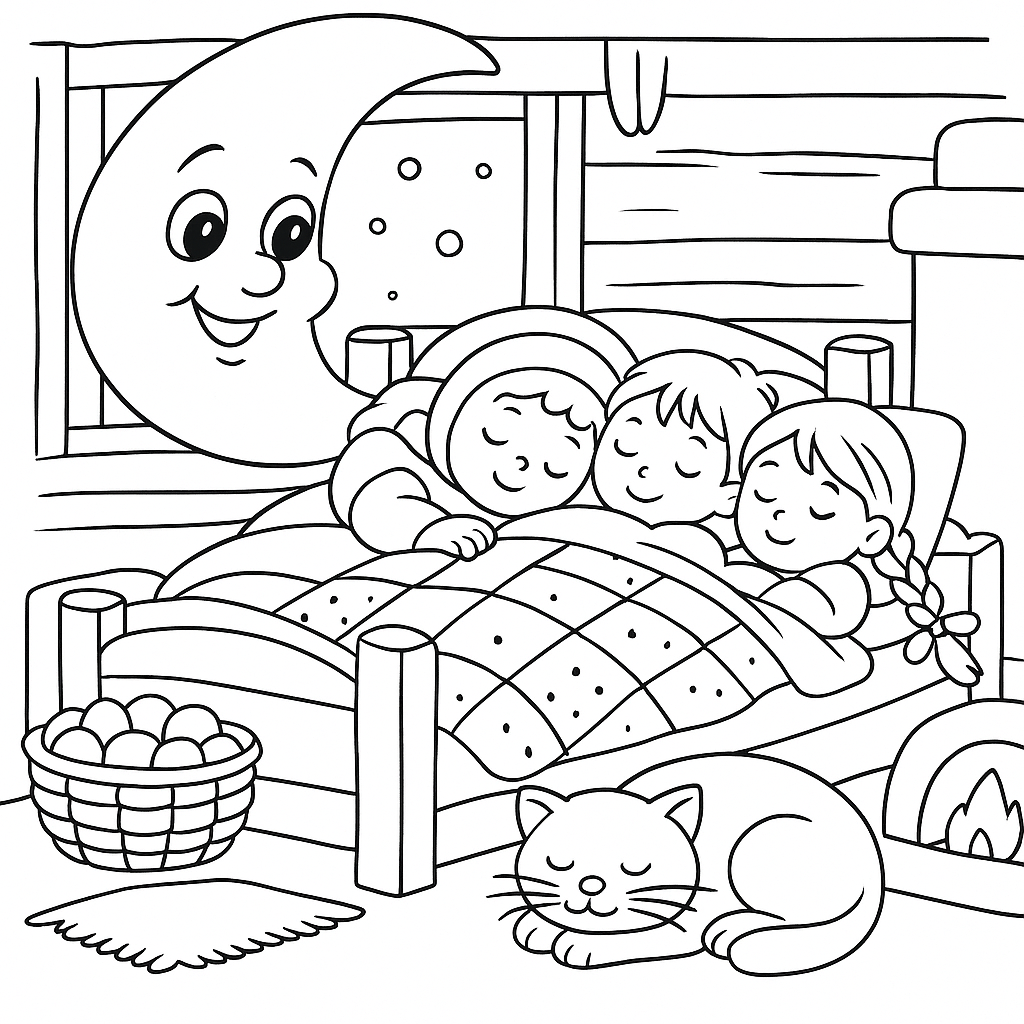 Раскраска по сказке "Месяц и куриное яйцо"