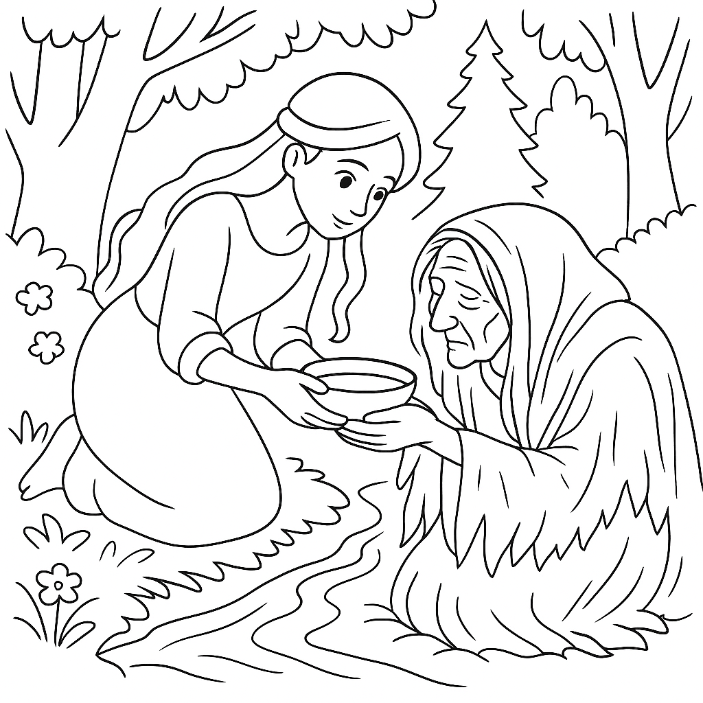 Раскраска по сказке "Волшебница"