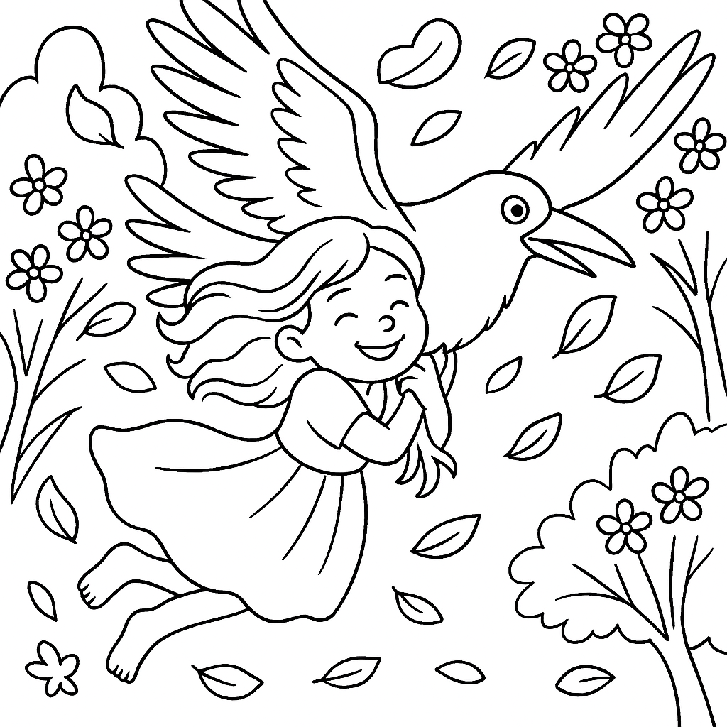 Раскраска по сказке "Солнце, месяц и ворон воронович"