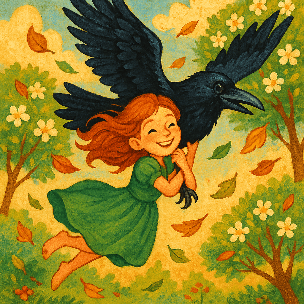 Ворон Воронович уносит младшую дочь.