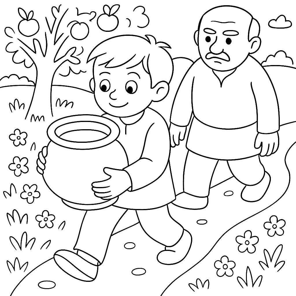 Раскраска по сказке "Два ленивца"