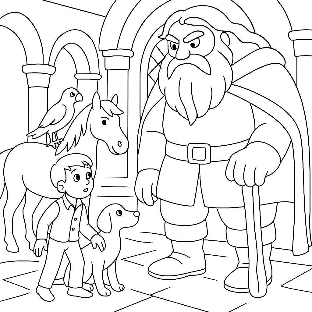 Раскраска по сказке "Великан Дреглин Хогин"