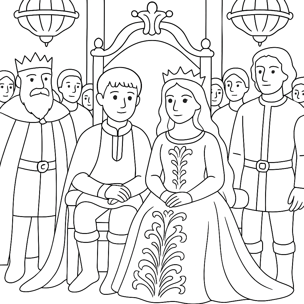 Раскраска по сказке "Жаба-королева"