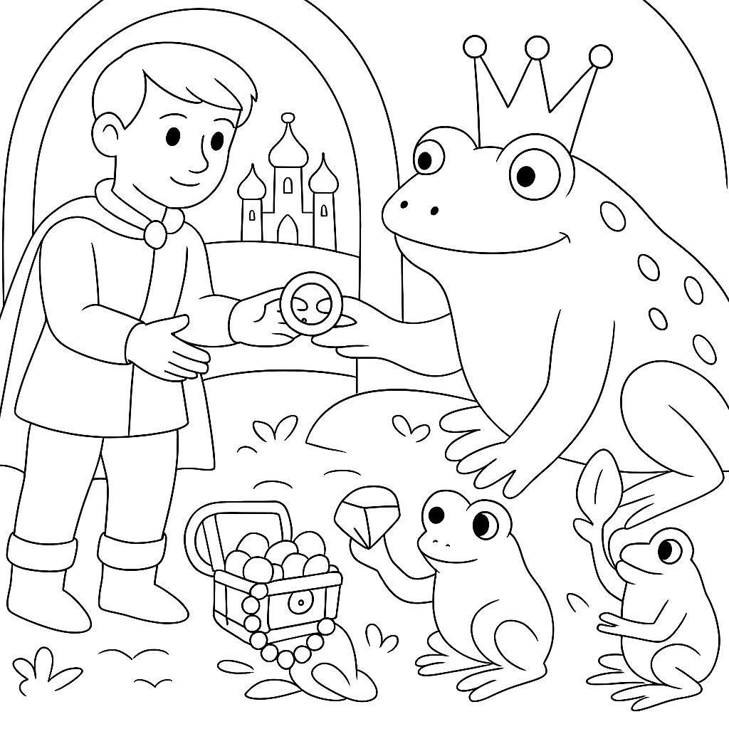 Раскраска по сказке "Жаба-королева"