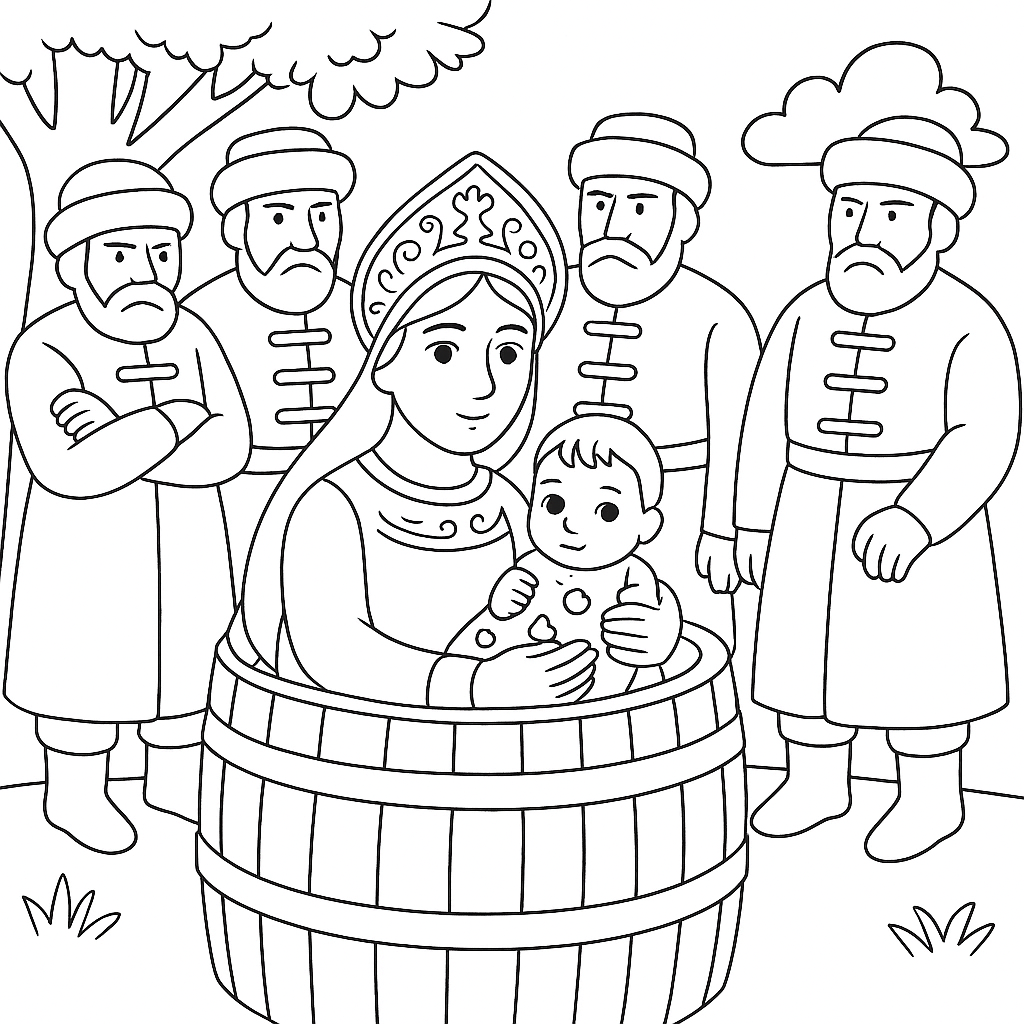 Раскраска по сказке "Сказка о царе Салтане"