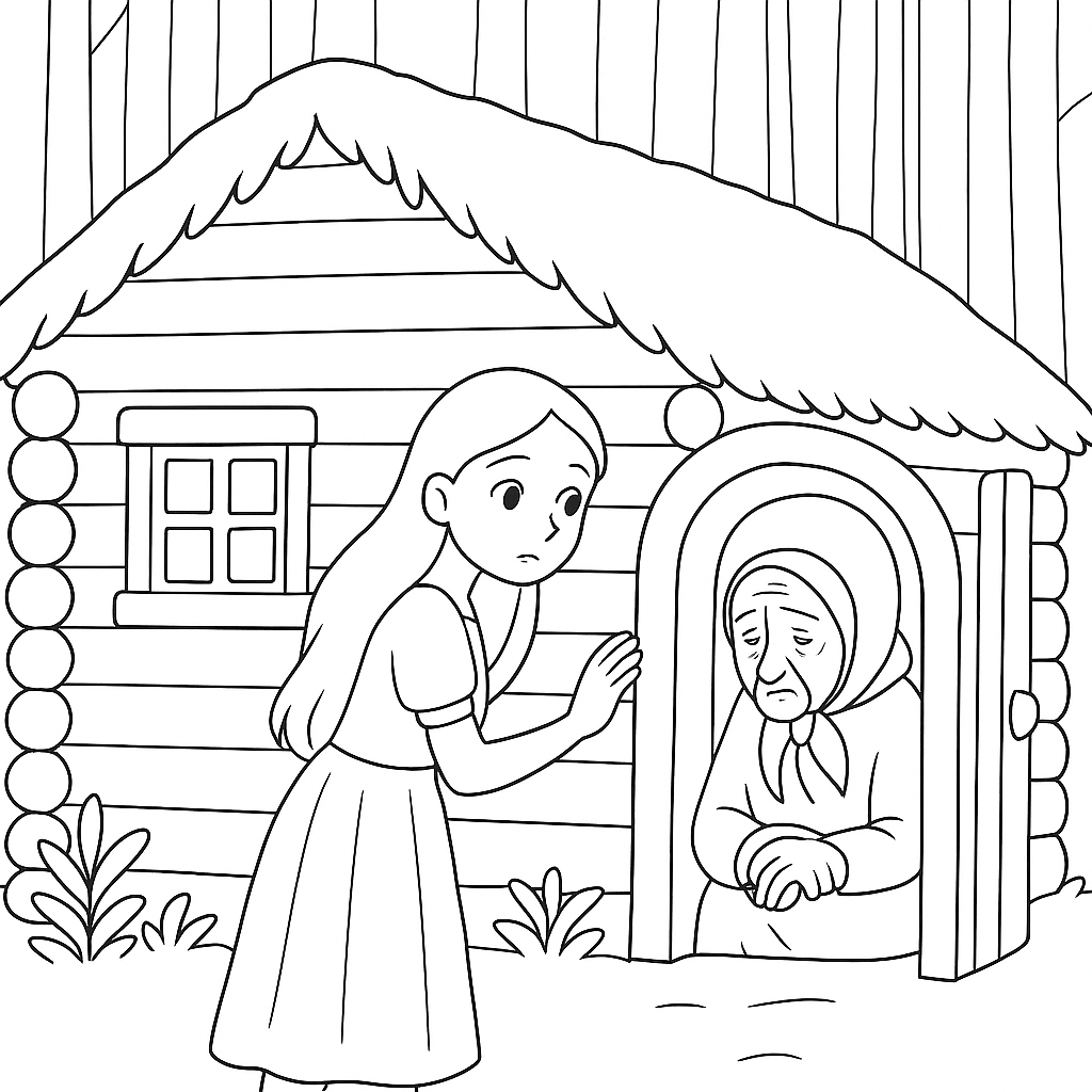 Раскраска по сказке "Лесная старуха"