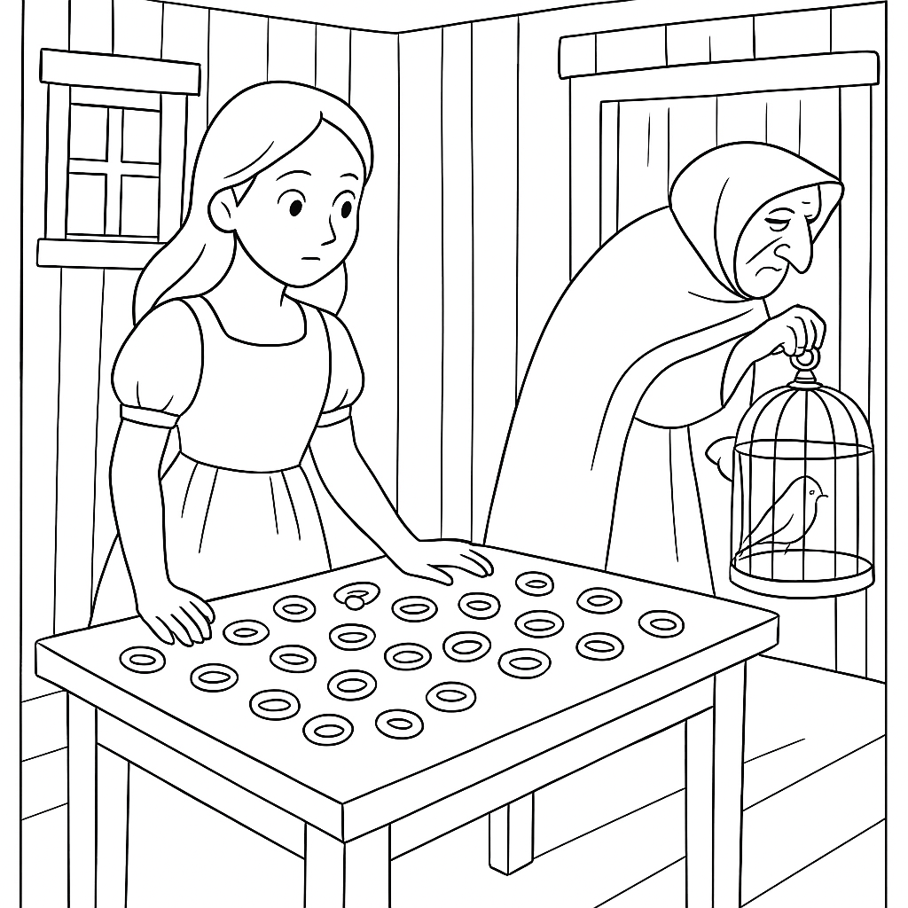 Раскраска по сказке "Лесная старуха"