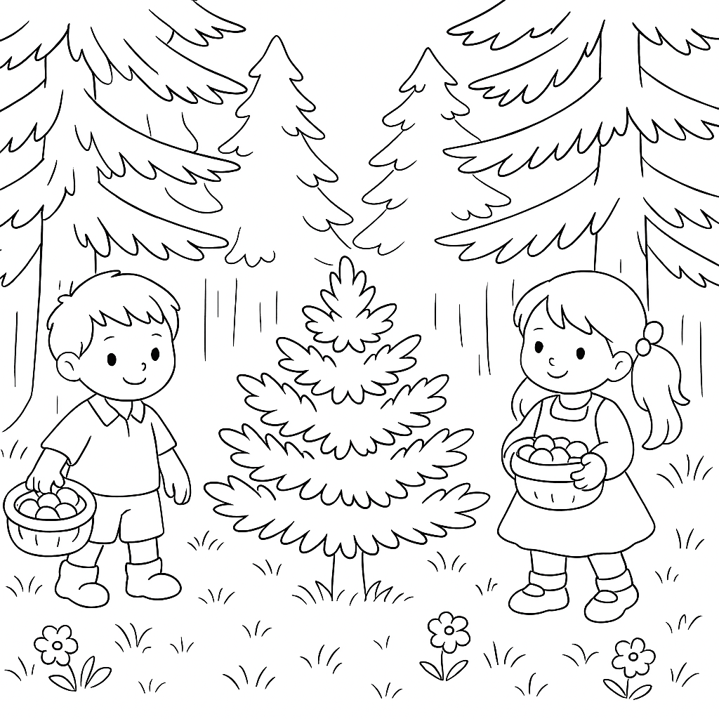 Раскраска по сказке "Ель - читать сказку"