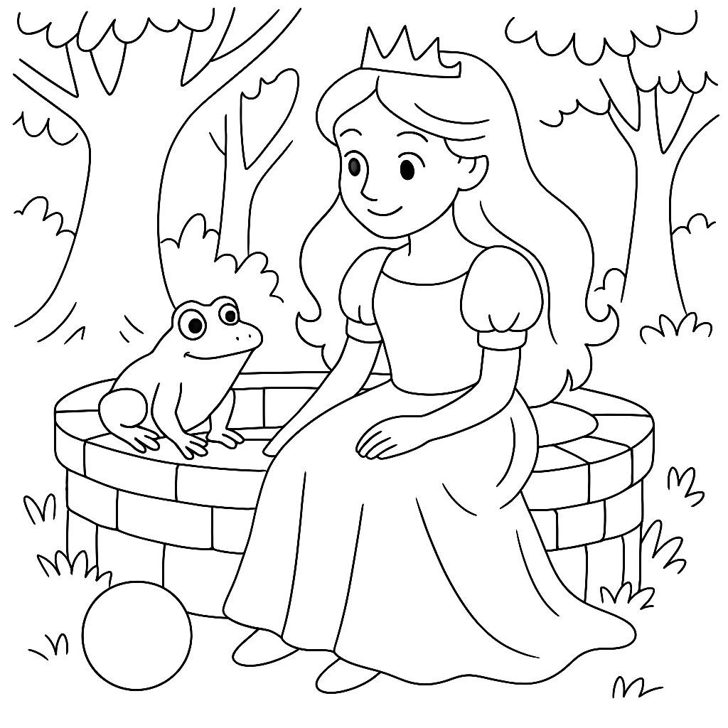 Раскраски: Принцесса и лягушонок