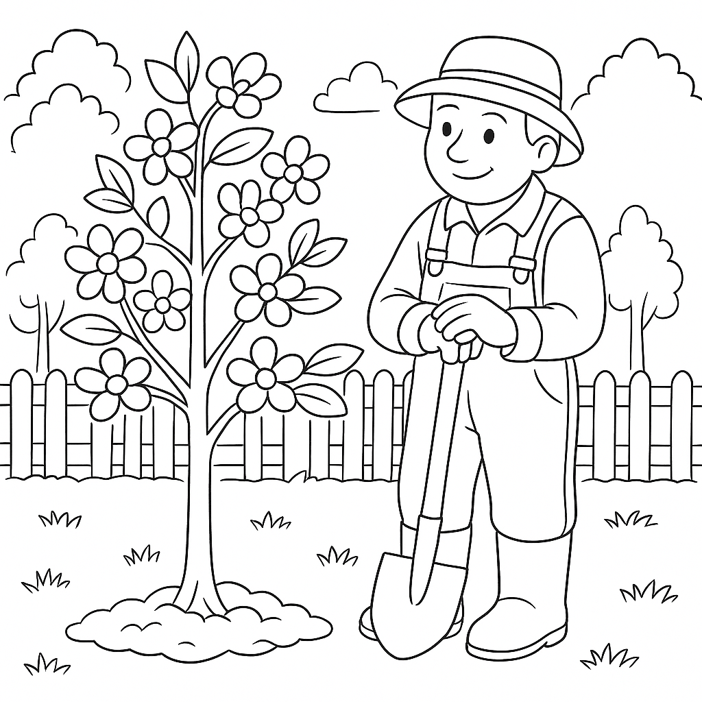 Раскраска по сказке "История одной яблоньки"