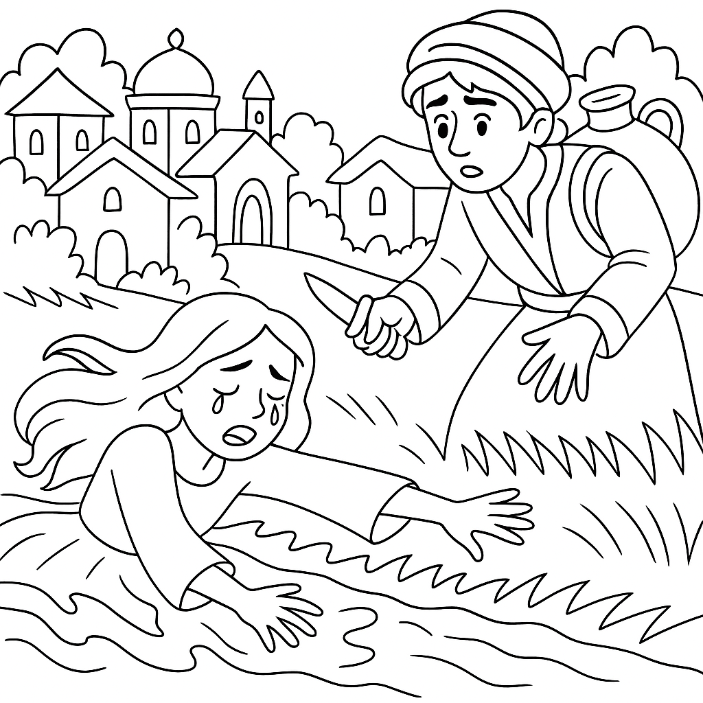 Раскраска по сказке "Красавец водонос"