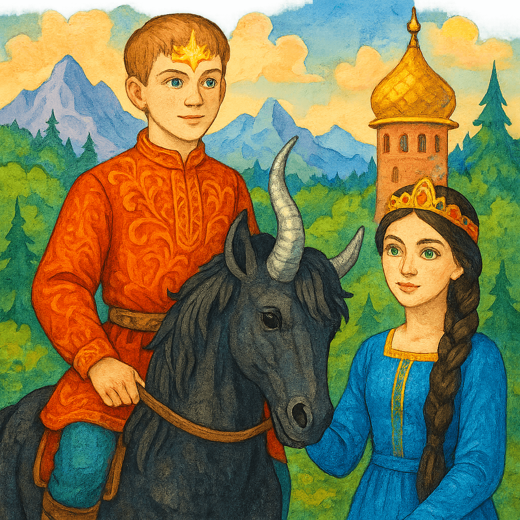 Молодец со звездой во лбу и его рогатый конь