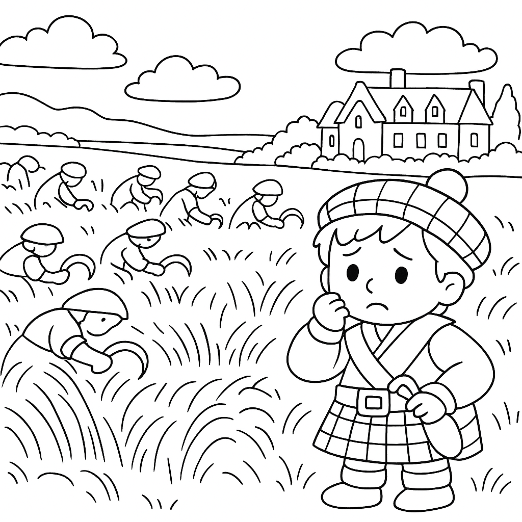 Раскраска по сказке "Семь пшеничных зёрен"