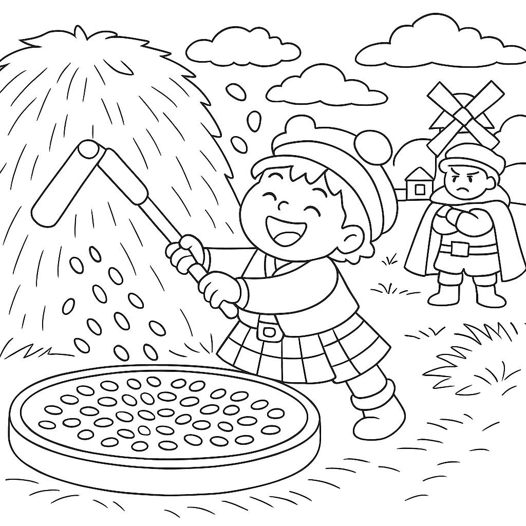 Раскраска по сказке "Семь пшеничных зёрен"