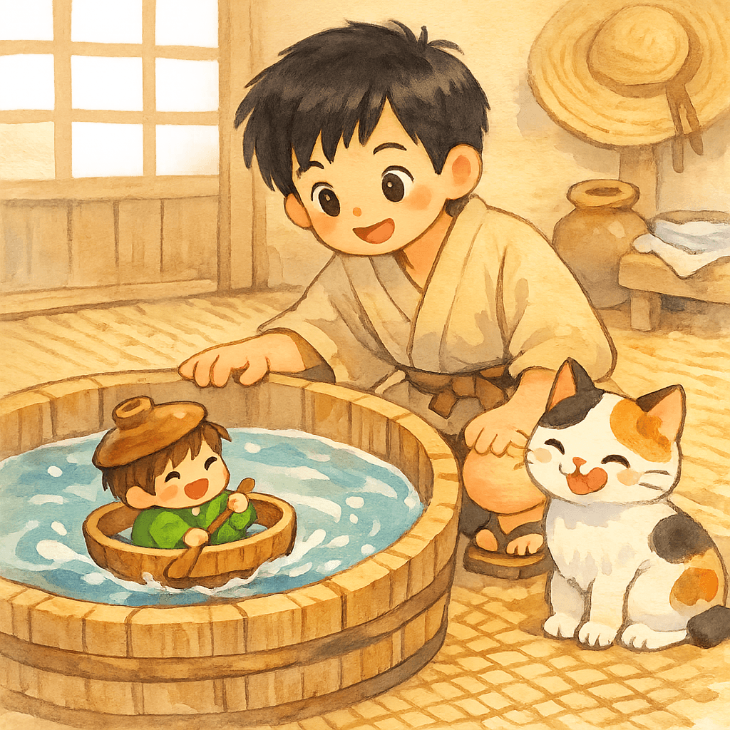 Таро катает Кувшинного человечка в чашке, кошка рядом