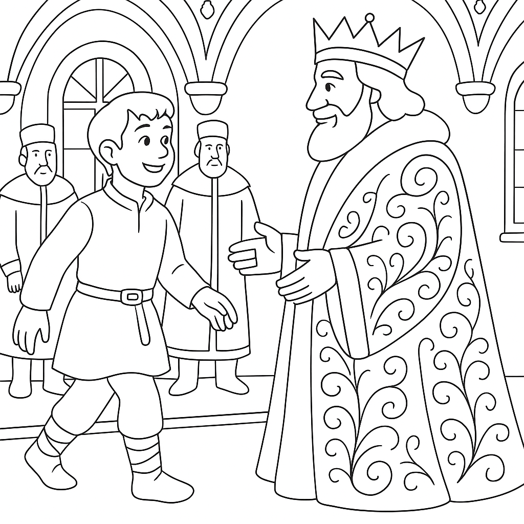 Раскраска по сказке "Портной и царь"