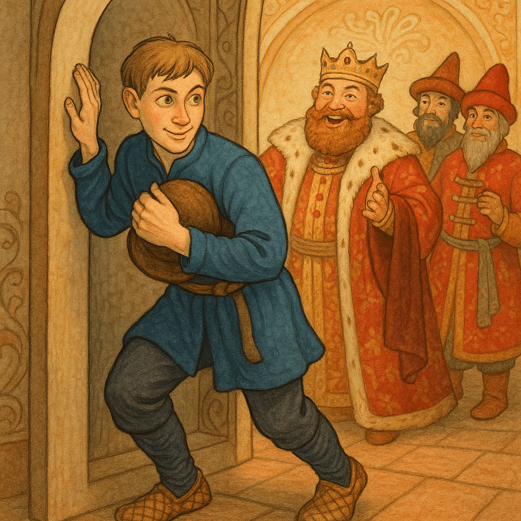 Портной прячет шапку и уходит из дворца