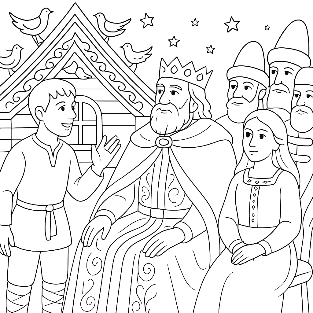 Раскраска по сказке "Портной и царь"