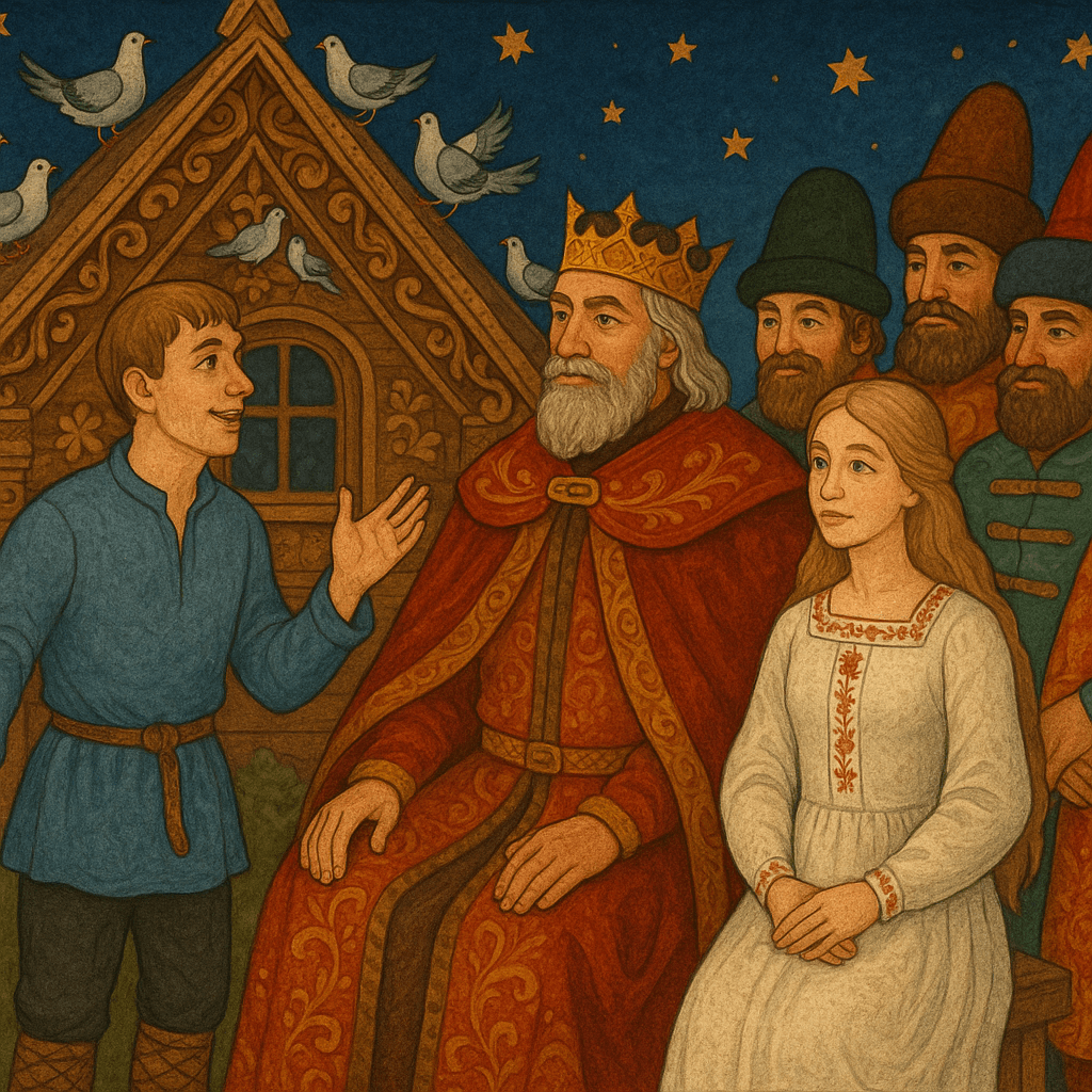 Портной рассказывает сказку о чудесном доме и голубях