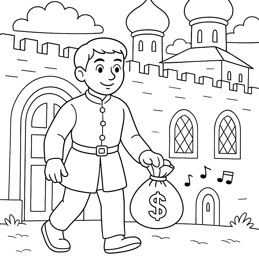 Раскраска по сказке "Портной и царь"