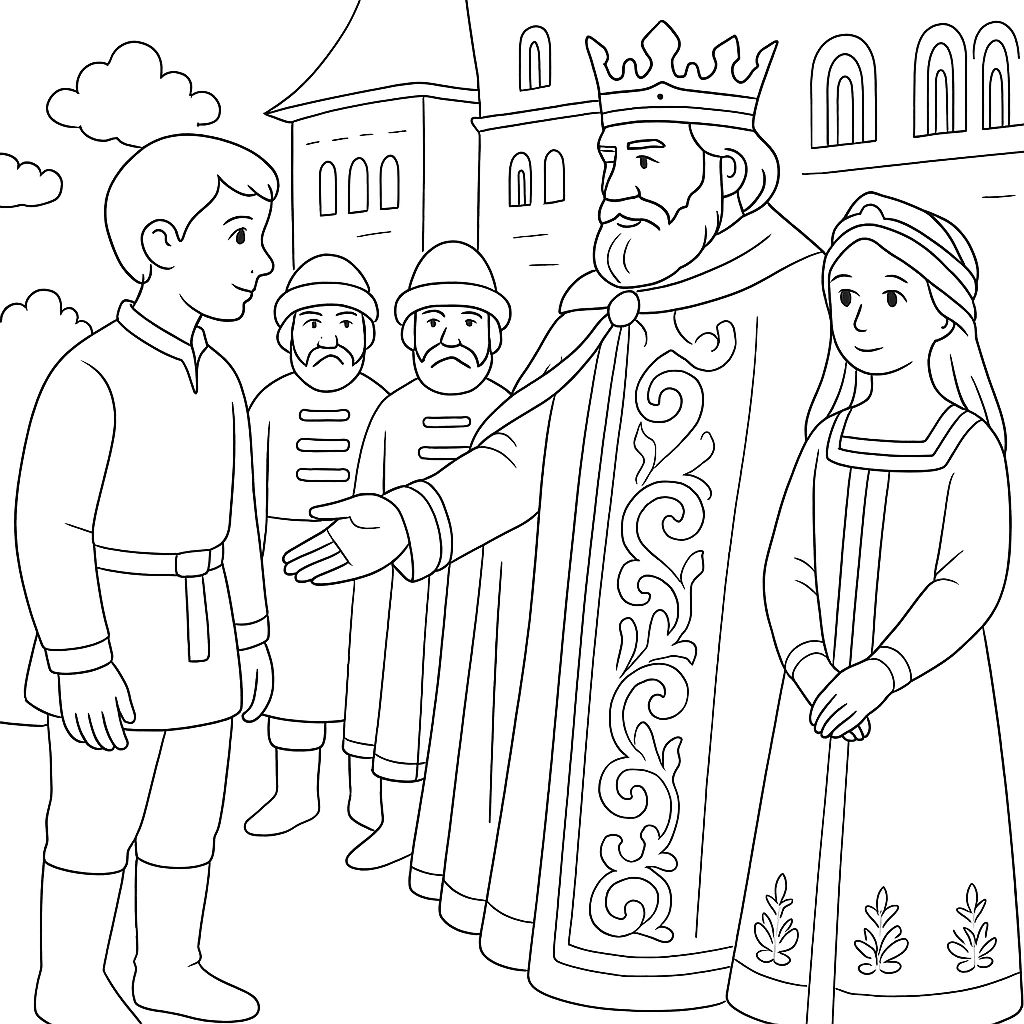 Раскраска по сказке "Портной и царь"