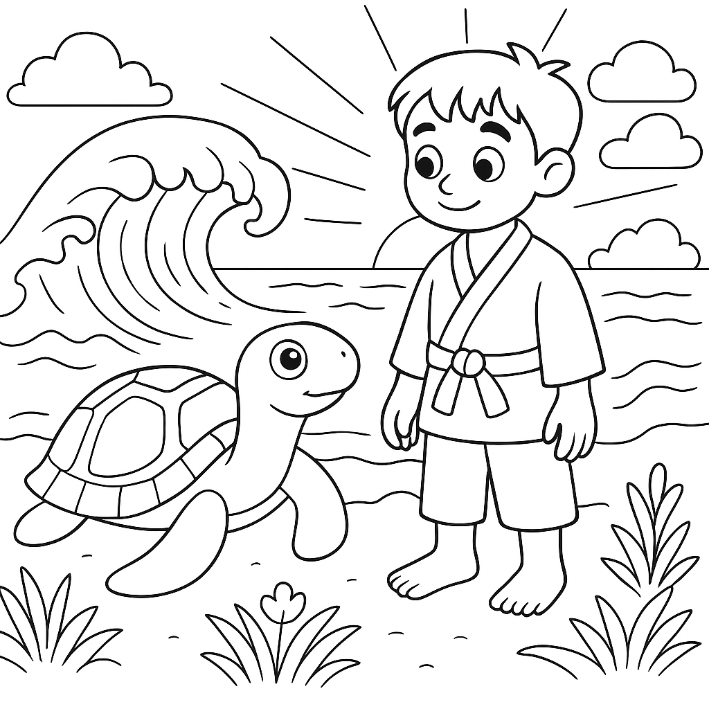 Раскраска по сказке "Урашима и черепаха"