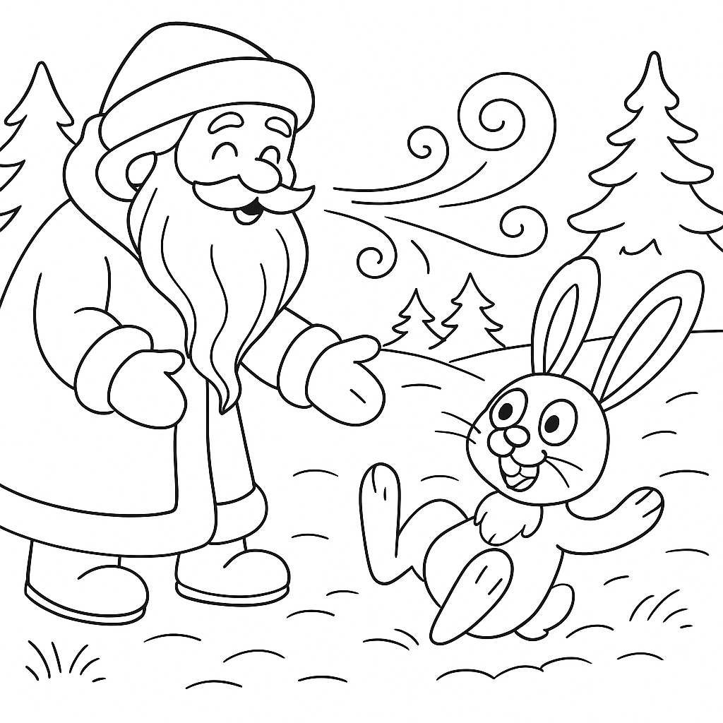 Раскраска по сказке "Мороз и заяц"