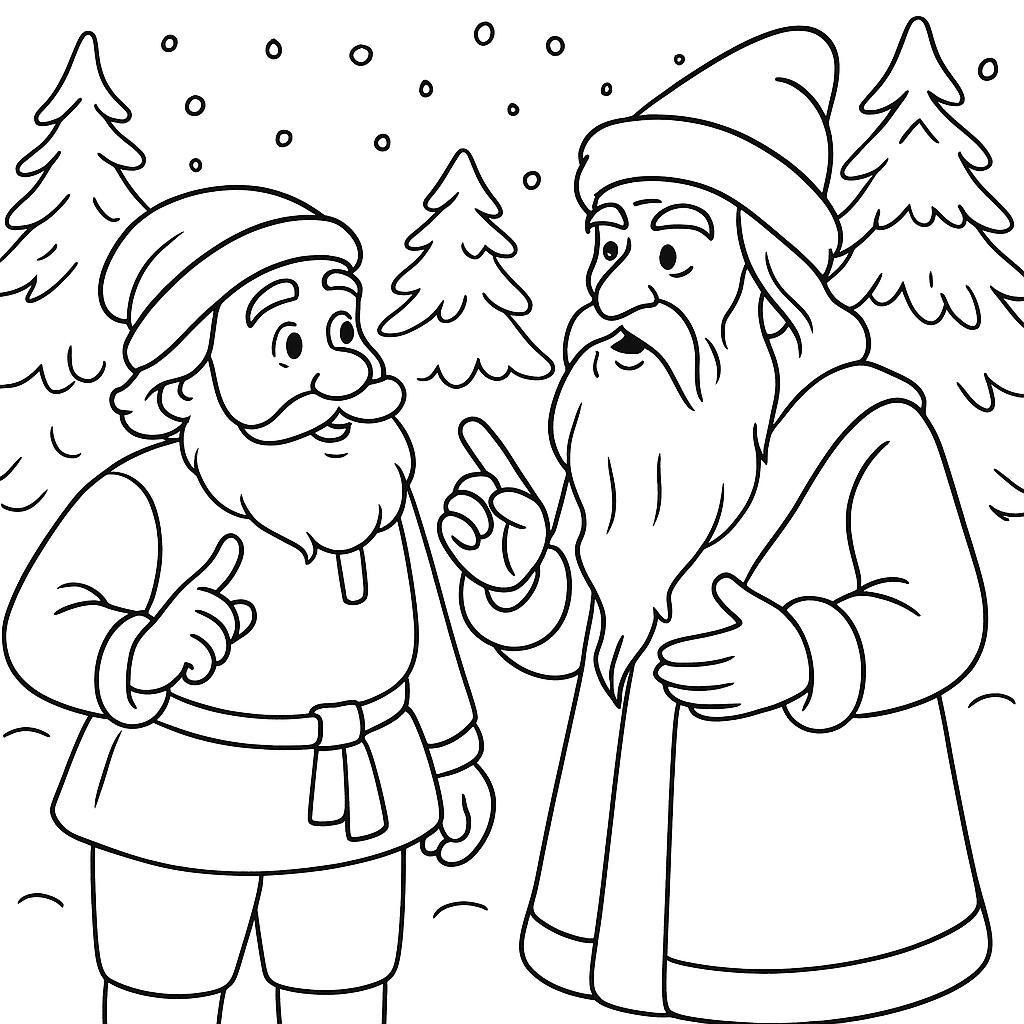 Раскраска по сказке "Два мороза"