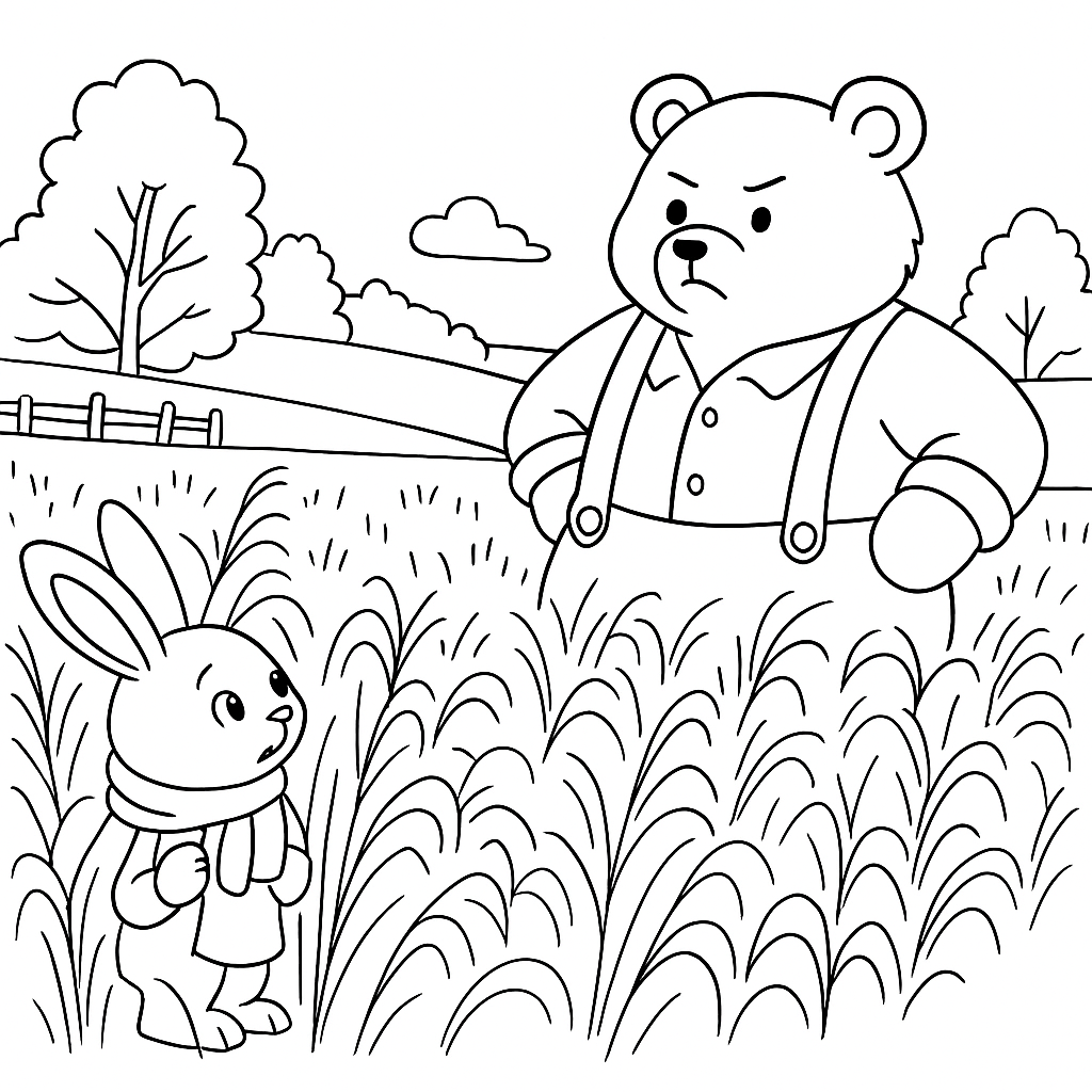 Раскраска по сказке "Косой и медведь"