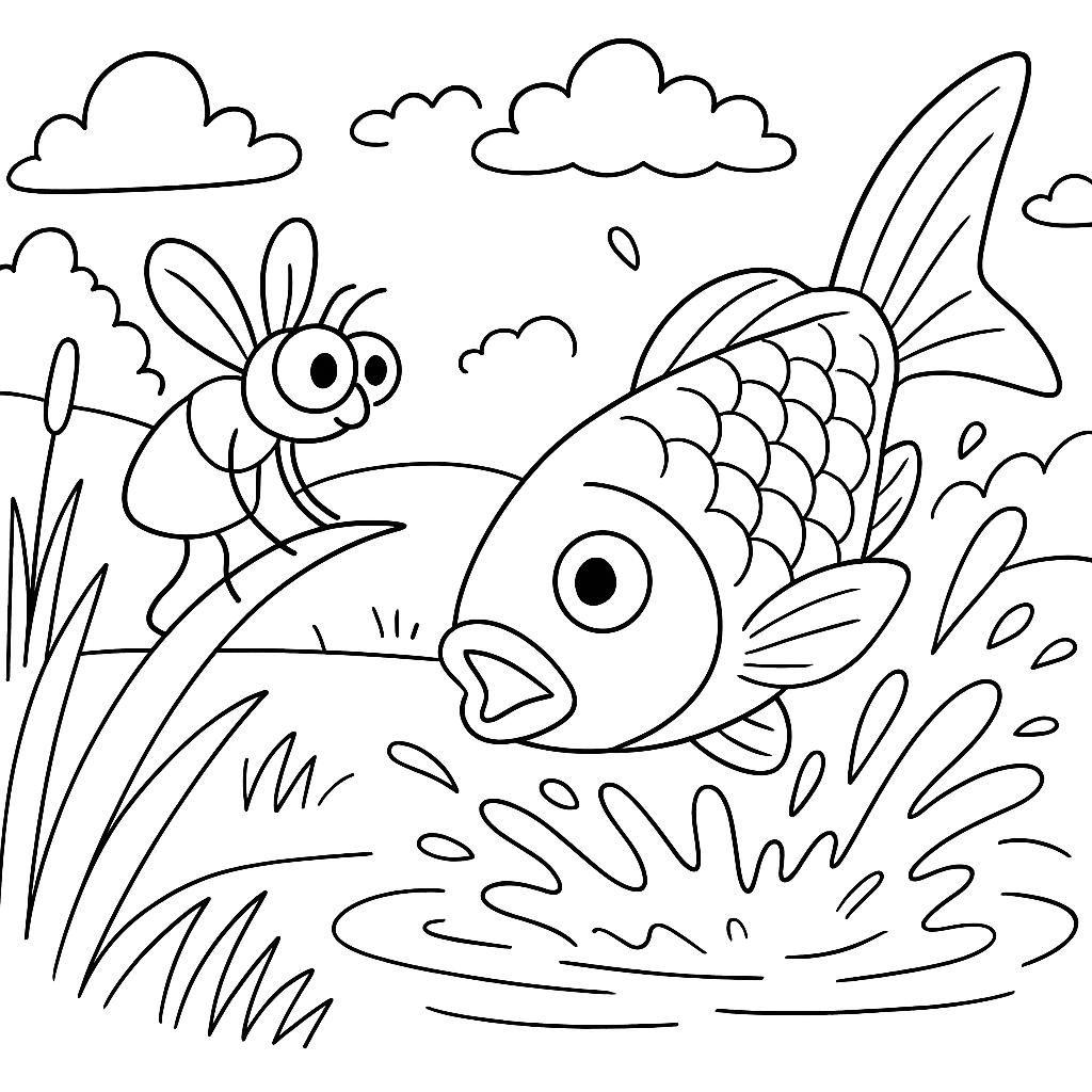 Раскраска по сказке "Муха, которая училась в школе"