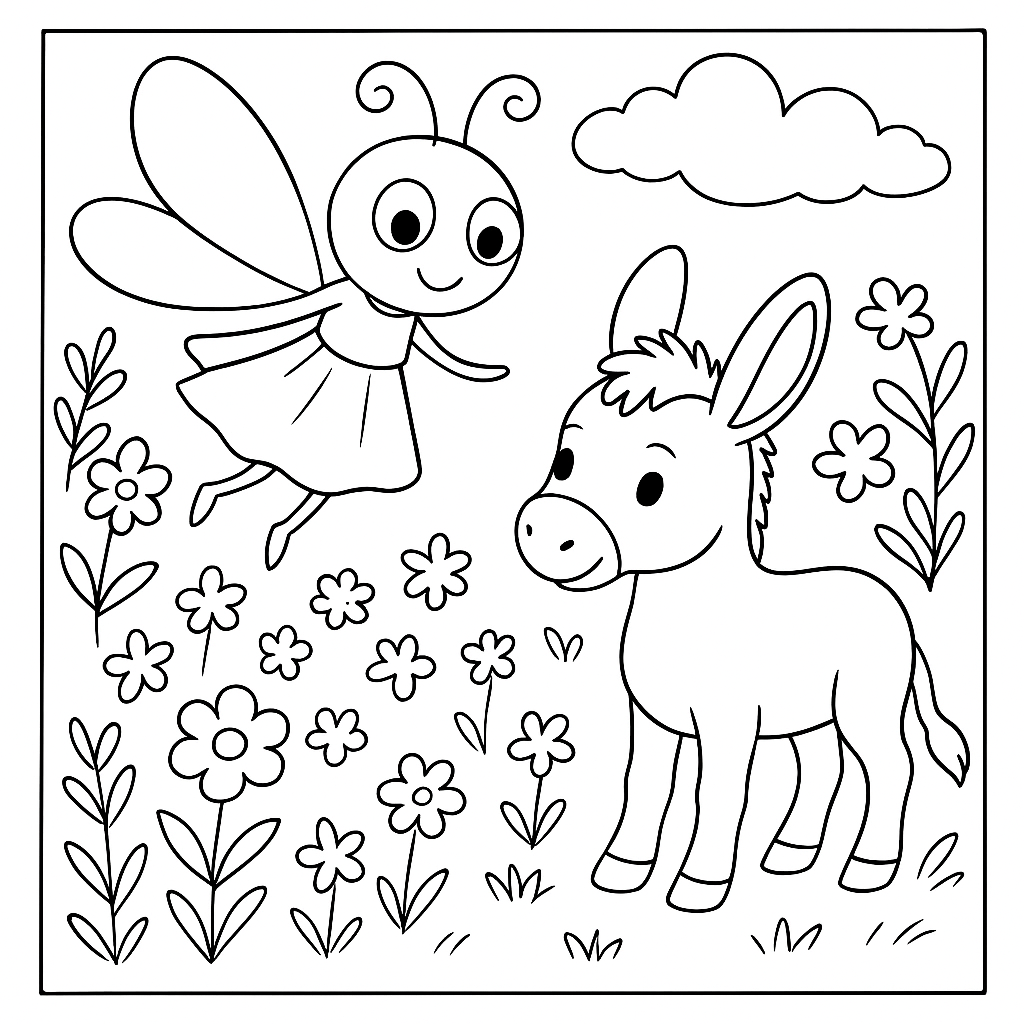 Раскраска по сказке "Муха, которая училась в школе"