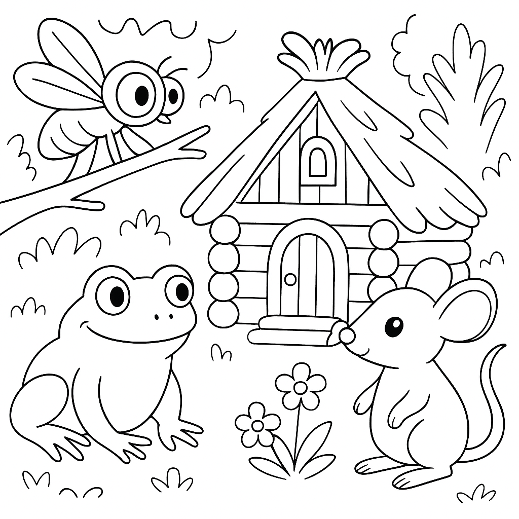 Раскраска по сказке "Терем-теремок"