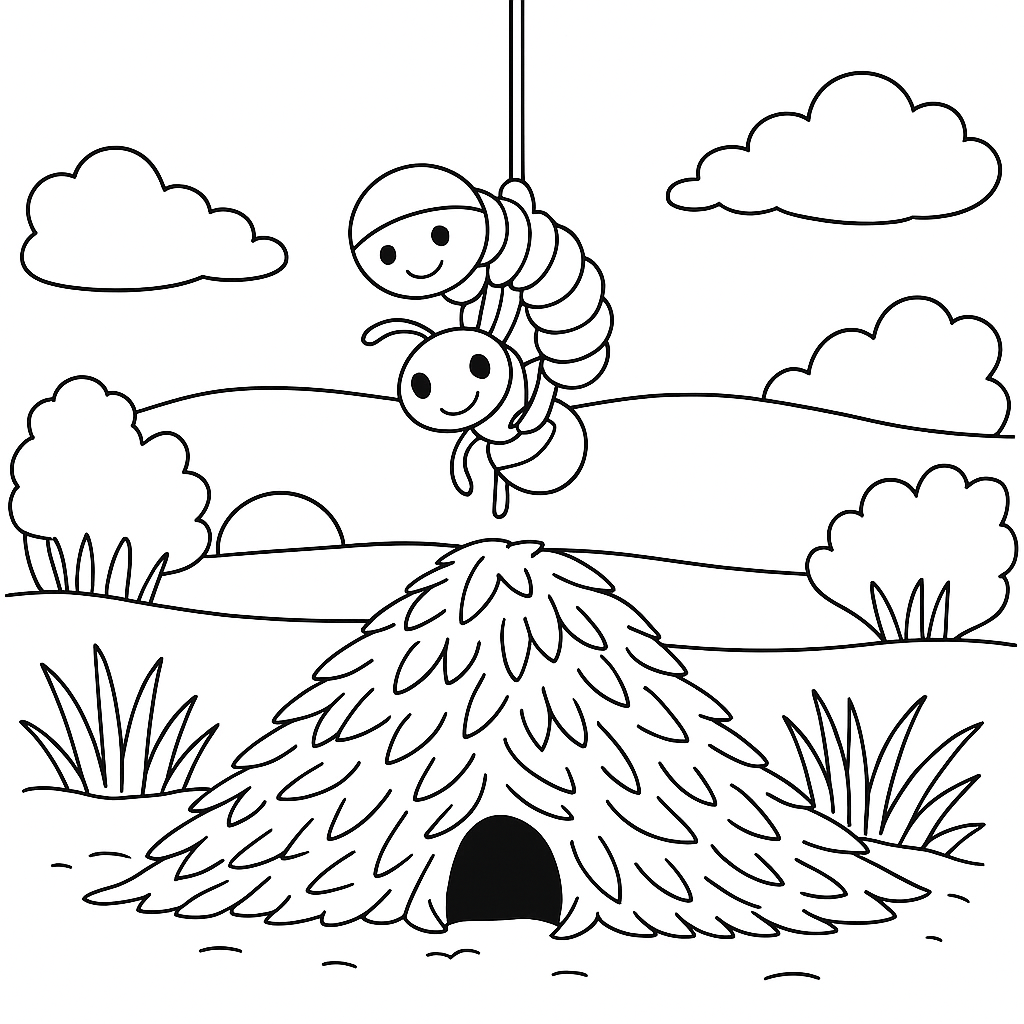 Раскраска по сказке "Как муравьишка домой спешил"