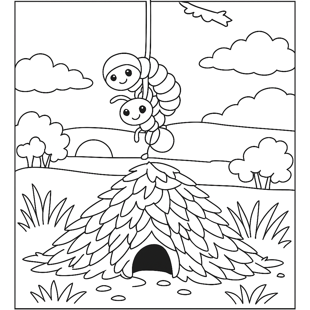 Раскраска по сказке "Как муравьишка домой спешил"