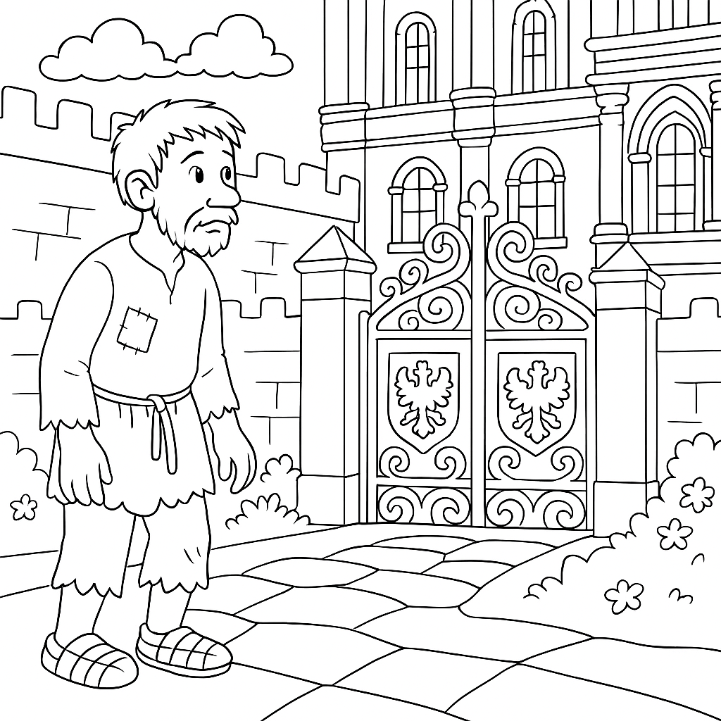 Раскраска по сказке "Мужик и царь"