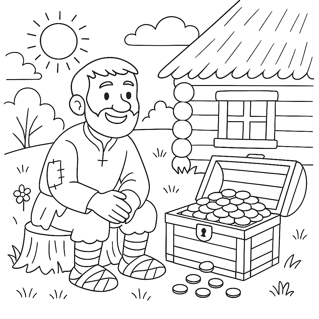 Раскраска по сказке "Мужик и царь"