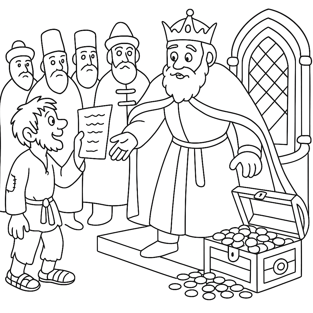 Раскраска по сказке "Мужик и царь"