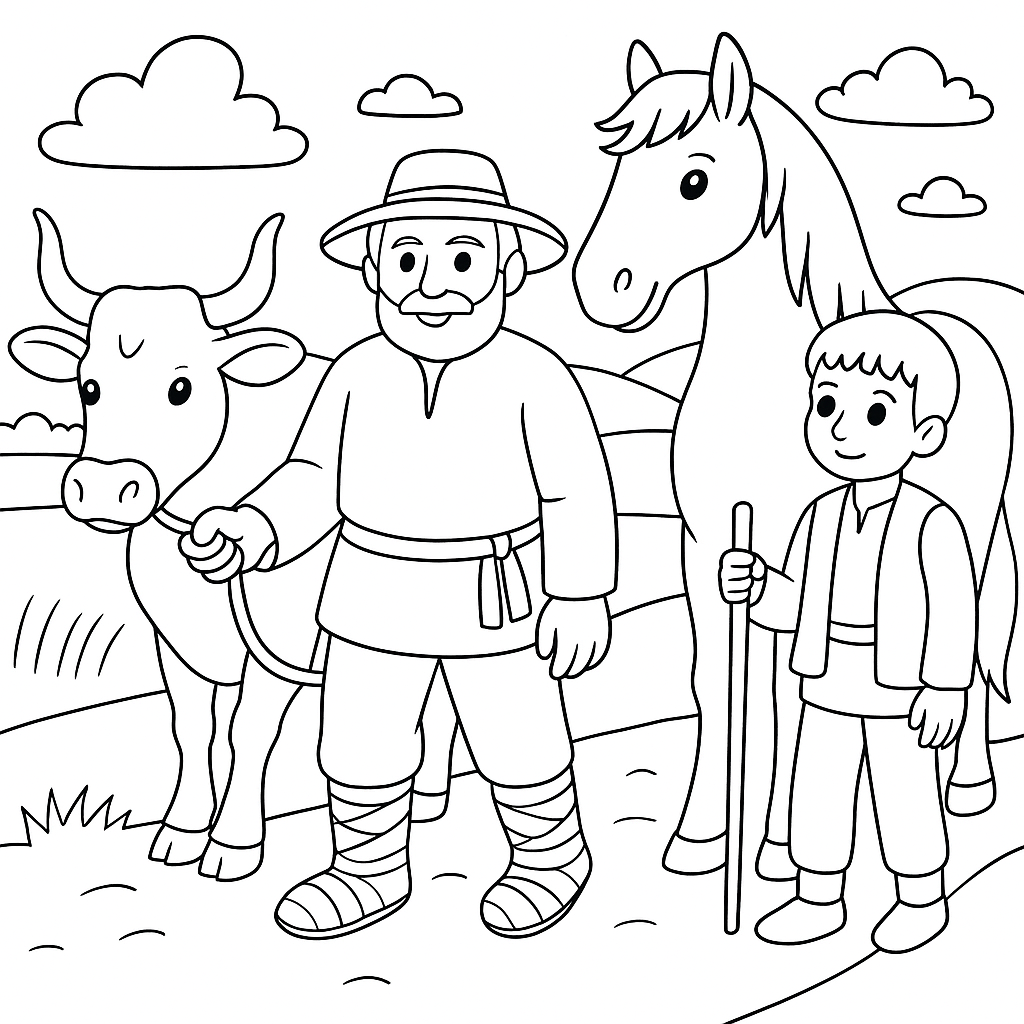 Раскраска по сказке "Мена"