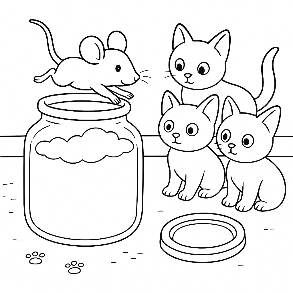 Раскраска по сказке "Три котёнка"